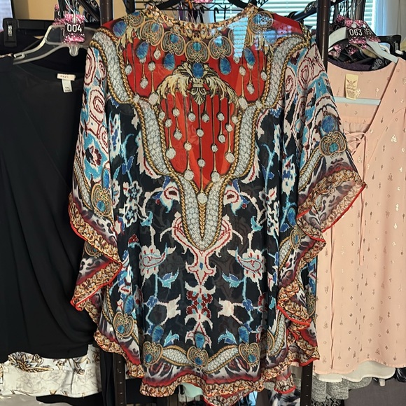 3 - Boutique Sheer Rhinestone Blouse - Picture 2 of 2